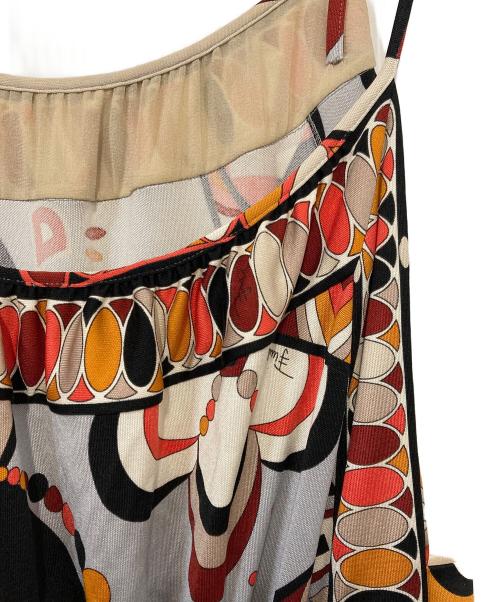 Emilio Pucci（エミリオ プッチ）Emilio Pucci (エミリオ プッチ) キャミソールワンピース ブラック×オレンジ サイズ:40の古着・服飾アイテム