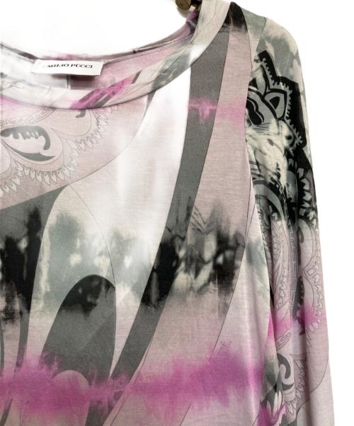 Emilio Pucci（エミリオ プッチ）Emilio Pucci (エミリオ プッチ) 総柄カットソー グレー×ピンク サイズ:38の古着・服飾アイテム