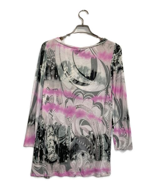 Emilio Pucci（エミリオ プッチ）Emilio Pucci (エミリオ プッチ) 総柄カットソー グレー×ピンク サイズ:38の古着・服飾アイテム