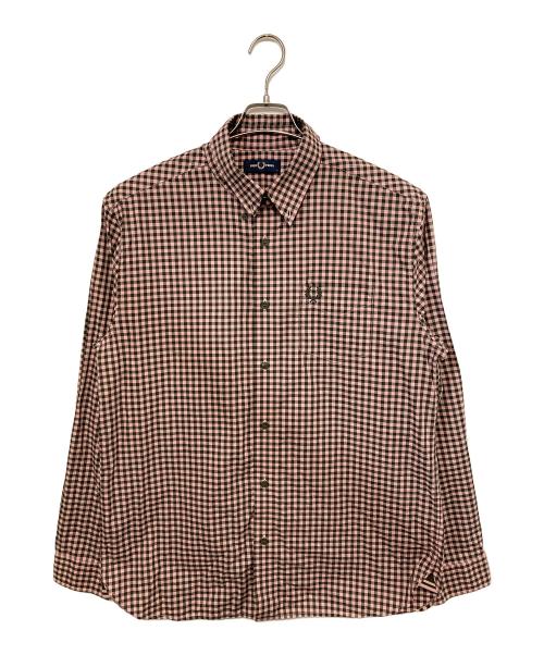 FRED PERRY（フレッドペリー）FRED PERRY (フレッドペリー) チェックシャツ ブラウン×ピンク サイズ:Ⅼの古着・服飾アイテム