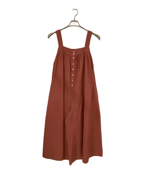 BEARDSLEY（ビアズリー）BEARDSLEY (ビアズリー) リネンブレンドボリュームサロペット ピンク サイズ:ＦＲＥＥの古着・服飾アイテム