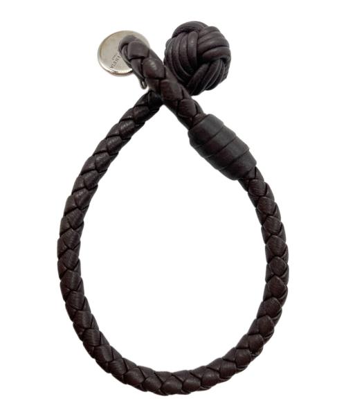 BOTTEGA VENETA（ボッテガベネタ）BOTTEGA VENETA (ボッテガベネタ) レザーイントレチャートブレスレット ブラウンの古着・服飾アイテム