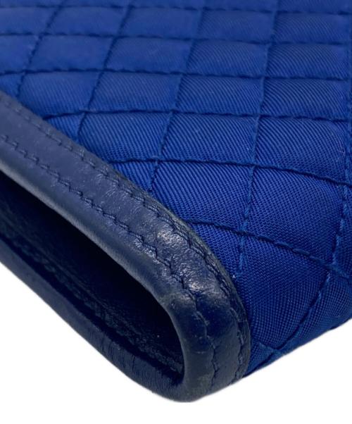 PRADA（プラダ）PRADA (プラダ) キルティングL字ファスナーウォレット ブルーの古着・服飾アイテム