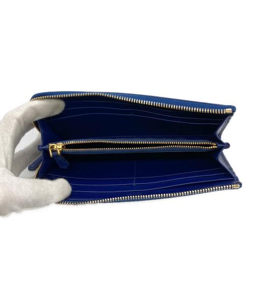 PRADA（プラダ）PRADA (プラダ) キルティングL字ファスナーウォレット ブルーの古着・服飾アイテム