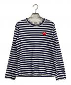 PLAY COMME des GARCONSプレイコムデギャルソン）の古着「ハートボーダーL/Sカットソー」｜ネイビー×ホワイト