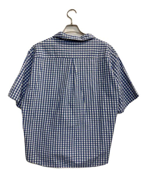 Phlannel（フランネル）Phlannel (フランネル) シルク混ギンガムチェックスキッパーシャツ ブルー×ホワイト サイズ:34の古着・服飾アイテム