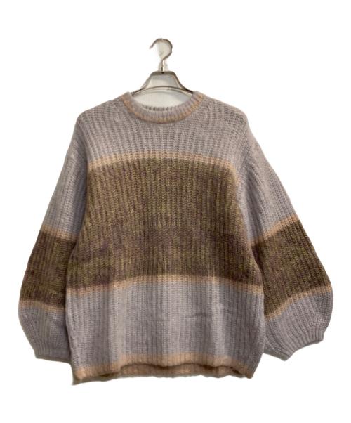 Ameri（アメリ）Ameri (アメリ) UND MOHAIR BICOLOR LOOSE KNIT/モヘヤバイカラールーズニット パープル×ブラウン サイズ:Ｆの古着・服飾アイテム
