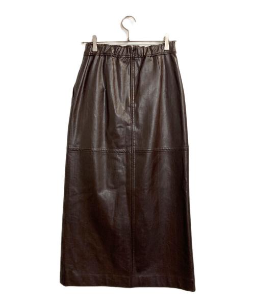 Ameri（アメリ）Ameri (アメリ) DEEP SLIT SYNTHETIC LEATHER SKIRT/ディープスリットシンセティックレザースカート ブラウン サイズ:Mの古着・服飾アイテム