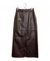 Ameri（アメリ）の古着「DEEP SLIT SYNTHETIC LEATHER SKIRT/ディープスリットシンセティックレザースカート」｜ブラウン