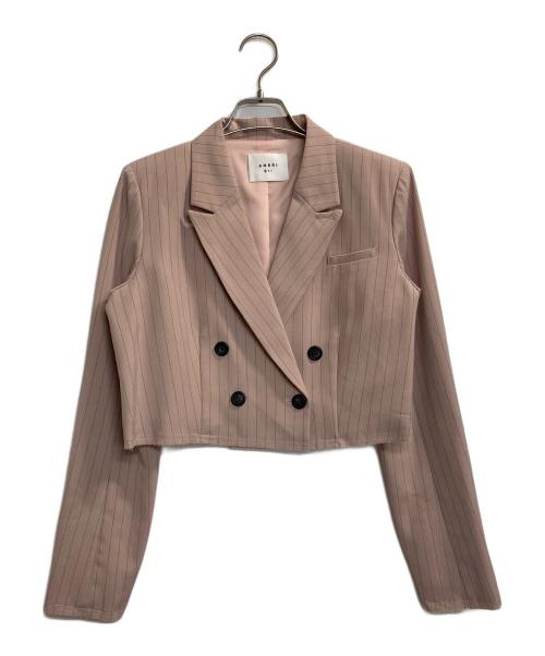 Ameri（アメリ）Ameri (アメリ) STRIPE SHORT JACKET/ストライプショートジャケット ピンク サイズ:Sの古着・服飾アイテム
