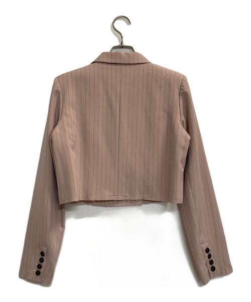 Ameri（アメリ）Ameri (アメリ) STRIPE SHORT JACKET/ストライプショートジャケット ピンク サイズ:Sの古着・服飾アイテム
