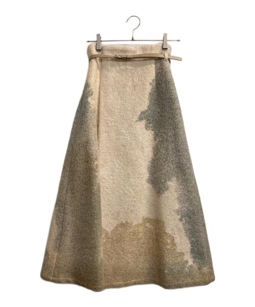 Ameri（アメリ）Ameri (アメリ) ANDREA ABSTRACT PAINT SKIRT/アンブレアアブストラクトペイントスカート グリーン×ベージュ サイズ:Ｓの古着・服飾アイテム