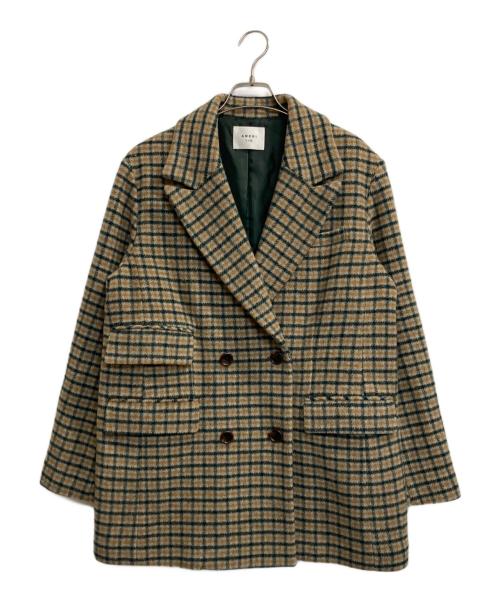 Ameri（アメリ）Ameri (アメリ) CHECK ECO WOOL BIG JACKET/チェックエコウールビッグジャケット グリーン×ベージュ サイズ:FREEの古着・服飾アイテム