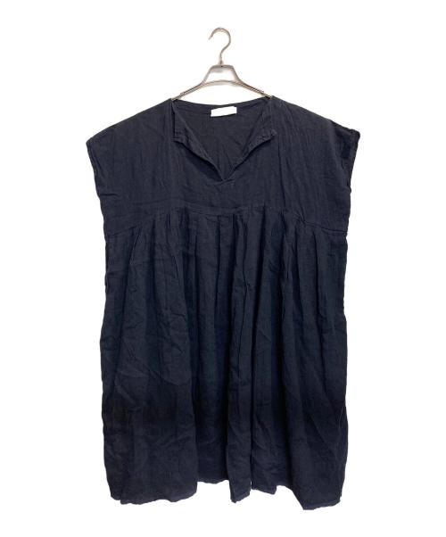 Veritecoeur（ヴェリテクール）Veritecoeur (ヴェリテクール) リネンスキッパーノースリーブワンピース ネイビー サイズ:Fの古着・服飾アイテム