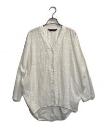 mizuiro-ind（ミズイロインド）の古着「Vネックジャガードコクーンシャツ」｜ホワイト