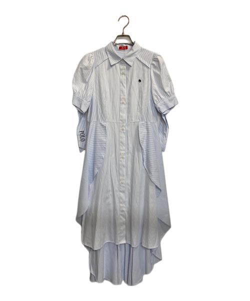 DazzliN（ダズリン）dazzlin (ダズリン) POLO BCS (ポロ・ビーシーエス) ヘムレイヤードシャツワンピース ブルー×ホワイト サイズ:Sの古着・服飾アイテム