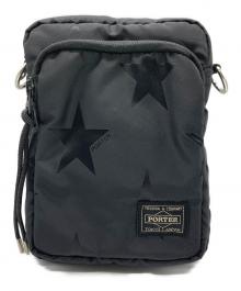 PORTER（ポーター）の古着「FLAG VERTICAL SHOULDER BAG / 星柄フラッグバーチカルショルダーバッグ」｜ブラック