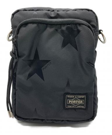 PORTER ブラック ショルダーバッグ 星柄 中古・古着通販】PORTER (ポーター) FLAG VERTICAL SHOULDER BAG