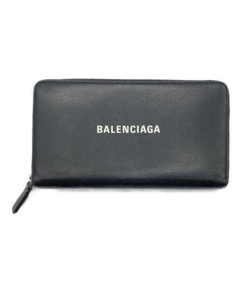 BALENCIAGA（バレンシアガ）BALENCIAGA (バレンシアガ) ロゴラウンドジップウォレット ブラックの古着・服飾アイテム