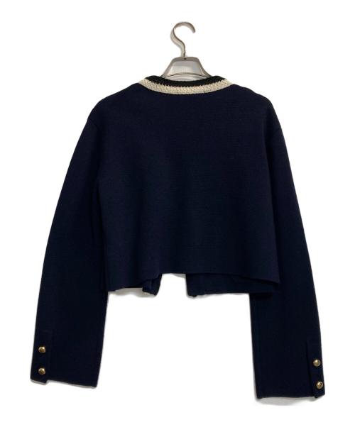 Noble（ノーブル）Noble (ノーブル) 配色トリミングミラノリブショートジャケット ネイビー サイズ:記載なしの古着・服飾アイテム