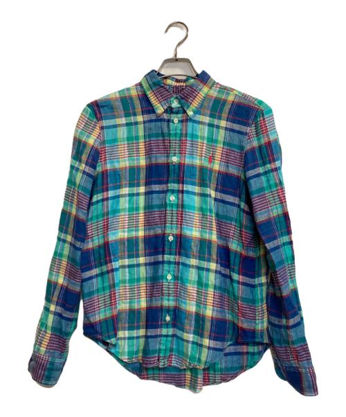 POLO RALPH LAUREN（ポロ・ラルフローレン）POLO RALPH LAUREN (ポロ・ラルフローレン) リネンチェックシャツ グリーン×ブルー サイズ:Ｍの古着・服飾アイテム