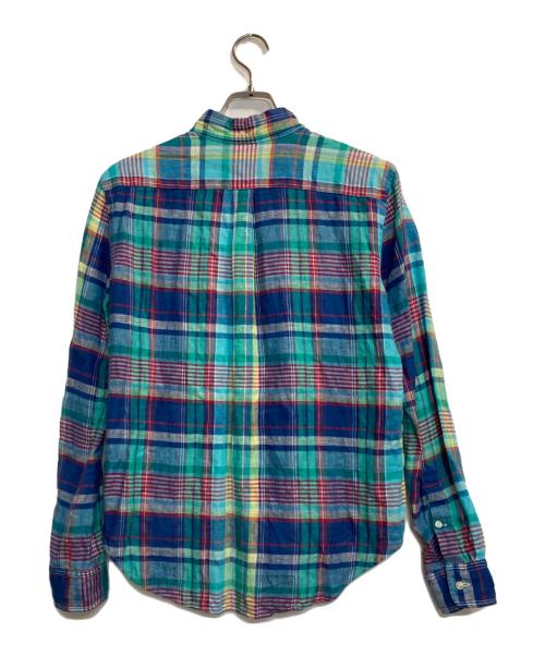 POLO RALPH LAUREN（ポロ・ラルフローレン）POLO RALPH LAUREN (ポロ・ラルフローレン) リネンチェックシャツ グリーン×ブルー サイズ:Ｍの古着・服飾アイテム