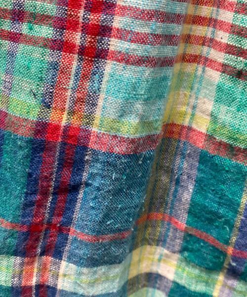 POLO RALPH LAUREN（ポロ・ラルフローレン）POLO RALPH LAUREN (ポロ・ラルフローレン) リネンチェックシャツ グリーン×ブルー サイズ:Ｍの古着・服飾アイテム