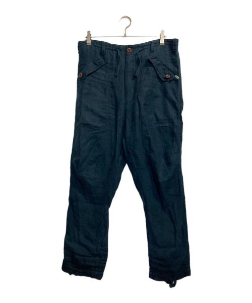 HAAR SCOTLAND（ハールスコットランド）HAAR SCOTLAND (ハールスコットランド) Linen Fatigue Loose Tapered Pants ネイビー サイズ:Ｗ32×Ｌ30の古着・服飾アイテム