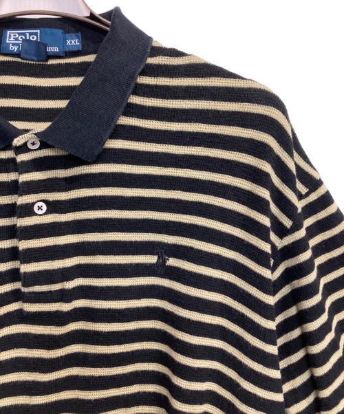 POLO RALPH LAUREN（ポロ・ラルフローレン）POLO RALPH LAUREN (ポロ・ラルフローレン) ニットポロシャツ ブラック×イエロー サイズ:ＸＸＬの古着・服飾アイテム