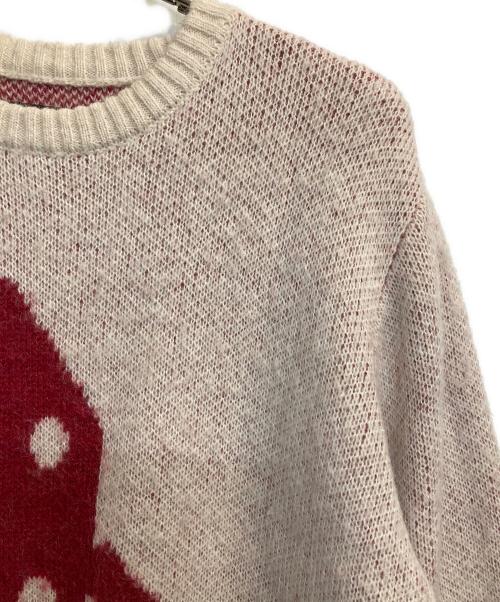 stussy（ステューシー）stussy (ステューシー) DICE MOHAIR SWEATER ホワイト×レッド サイズ:Ｍの古着・服飾アイテム