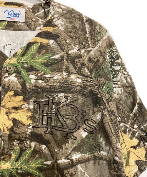 KEBOZ（ケボズ）KEBOZ (ケボズ) REAL TREE CAMO COTTON BASEBALL JERSEY グリーン サイズ:Lの古着・服飾アイテム
