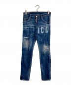 DSQUARED2ディースクエアード）の古着「ペイントダメージスキニーデニムパンツ」｜インディゴ