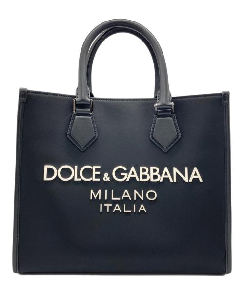 DOLCE & GABBANA（ドルチェ＆ガッバーナ）DOLCE & GABBANA (ドルチェ＆ガッバーナ) ショッピングバッグ スモール ナイロン / ラバライズドロゴトートバッグ ブラックの古着・服飾アイテム