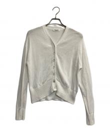 SALON adam et rope'（サロンアダムエロペ）の古着「ドライコットンメタル釦浅Vネックカーディガン」｜ホワイト