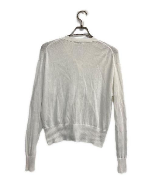 SALON adam et rope'（サロンアダムエロペ）SALON adam et rope' (サロンアダムエロペ) ドライコットンメタル釦浅Vネックカーディガン ホワイト サイズ:Ｆの古着・服飾アイテム