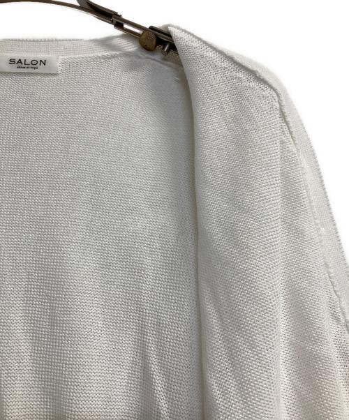 SALON adam et rope'（サロンアダムエロペ）SALON adam et rope' (サロンアダムエロペ) ドライコットンメタル釦浅Vネックカーディガン ホワイト サイズ:Ｆの古着・服飾アイテム