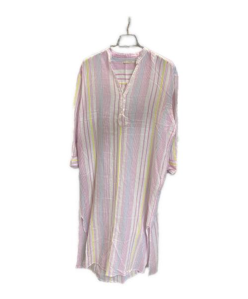 ne quittez pas（ヌキテパ）ne quittez pas (ヌキテパ) ストライプクルタブラウスワンピース ピンク×ホワイト サイズ:記載なしの古着・服飾アイテム