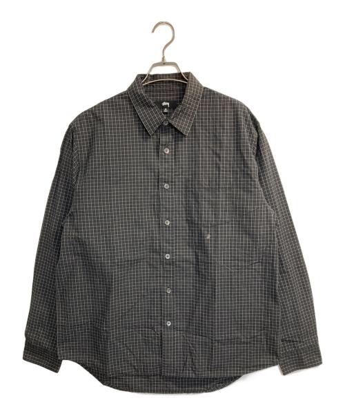 stussy（ステューシー）stussy (ステューシー) MINI CHECK STANDARD SHIRT / ミニチェックスタンダードシャツ ブラック サイズ:Mの古着・服飾アイテム