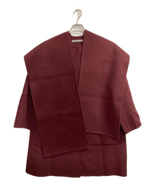 theory luxe（セオリーリュクス）theory luxe (セオリーリュクス) HAVAR NEW MOTION / ストール付きカシミヤ混ノーカラーコート ボルドー サイズ:38の古着・服飾アイテム