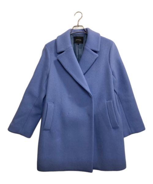 UNTITLED（アンタイトル）UNTITLED (アンタイトル) Wブレストミドル丈ビーバーコート ブルー サイズ:2の古着・服飾アイテム