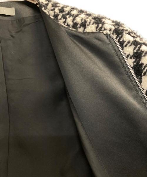 theory luxe（セオリーリュクス）theory luxe (セオリーリュクス) SABOI COCOON COAT/千鳥柄チェックノーカラーコート ブラック×ホワイト サイズ:38の古着・服飾アイテム