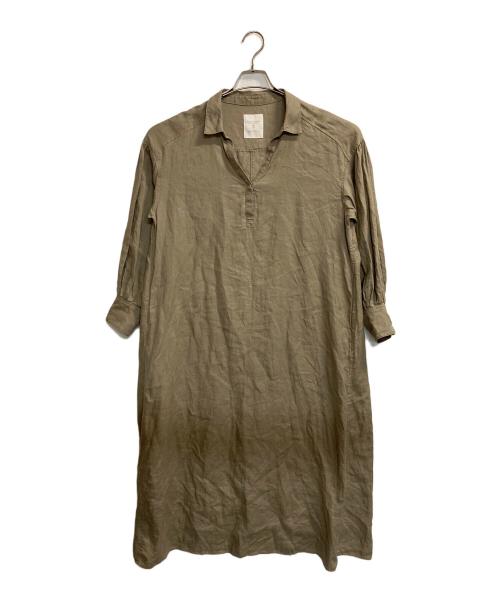 green label relaxing（グリーンレーベルリラクシング）green label relaxing (グリーンレーベルリラクシング) コルトレイクリネン スキッパー ワンピース ベージュ サイズ:記載なしの古着・服飾アイテム