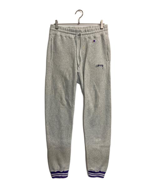 stussy（ステューシー）stussy (ステューシー) Champion (チャンピオン) リバースウィーブスウェットパンツ グレー サイズ:Mの古着・服飾アイテム