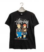 stussyステューシー）の古着「OIL WORKS S/S TEE」｜ブラック