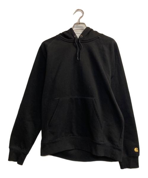 CarHartt（カーハート）CarHartt (カーハート) HOODED CHASE SWEATSHIRT/ワンポイント刺繍プルオーバーパーカー ブラック サイズ:Ｌの古着・服飾アイテム