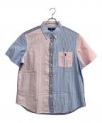 POLO RALPH LAURENポロ・ラルフローレン）の古着「マルチカラーストライプシアサッカー半袖シャツ」｜ピンク×ブルー