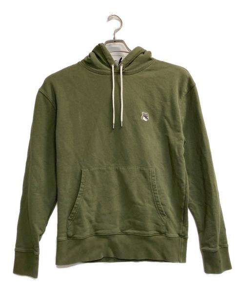 maison kitsune（メゾンキツネ）maison kitsune (メゾンキツネ) GREY FOX HEAD PATCH CLASSIC HOODIE / プルオーバーパーカー グリーン サイズ:Ｌの古着・服飾アイテム
