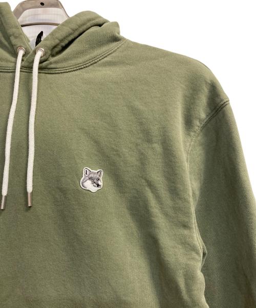 maison kitsune（メゾンキツネ）maison kitsune (メゾンキツネ) GREY FOX HEAD PATCH CLASSIC HOODIE / プルオーバーパーカー グリーン サイズ:Ｌの古着・服飾アイテム