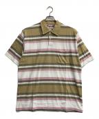stussyステューシー）の古着「マルチボーダーポロシャツ」｜ベージュ×ホワイト