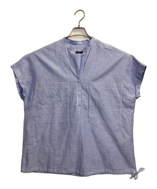 JOURNAL STANDARD（ジャーナルスタンダード）JOURNAL STANDARD (ジャーナルスタンダード) ハードマンズリネンコットンフレンチスリーブスキッパーシャツ ブルー×ホワイト サイズ:記載なし(実寸サイズ参考)の古着・服飾アイテム